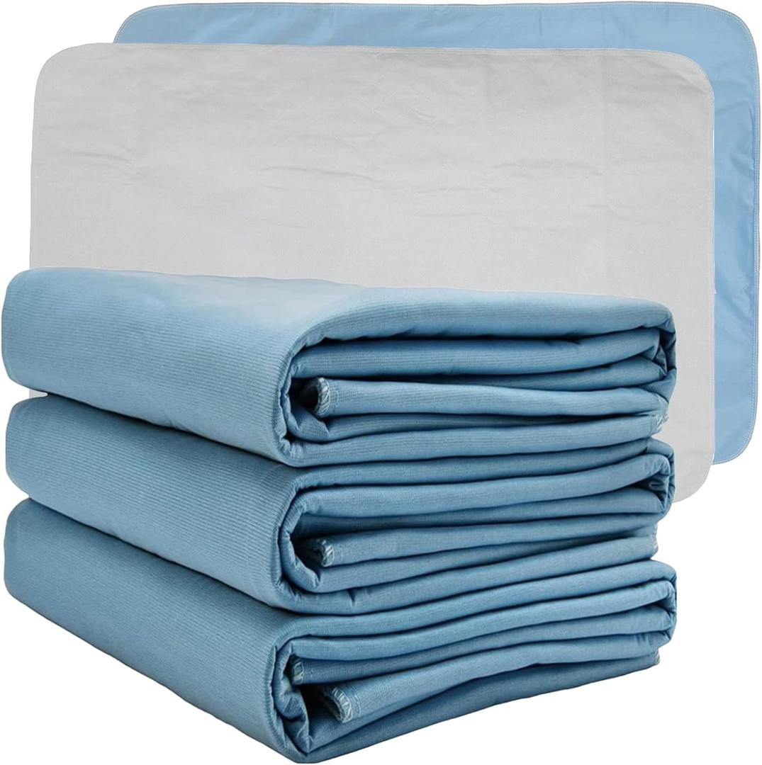 Vakly XL Washable Reusable Underpads 36"x54" Waterproof Absorbent Incontinence Bed Pad [3 Pack] X Large Underpad with Heavy 4-Layer Protection for Beds Sofa & Mattress - for Adults Seniors Kids & Pets