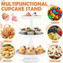 Maxdot 2 Pcs 3 Tier Cupcake Stand Holder, Round Cupcake Stand Serving Tray, Metal Tiered Tray Pastry Dessert Cake Tower Display Stand for Baby Shower Tea Party, Wedding and Birthday (White)