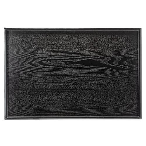 24 x 16 Inches Extra Large Solid Wood Serving Tray for Tea Coffee Table Snack Food Meals Serving Plate Kitchen Party Bar Breakfast Server with Raised Edges Black Wooden Decorative Ottoman Tray