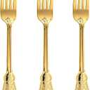 N9R 100PCS Gold Plastic Forks, 7.48inch Disposable Gold Plastic Silverware, Heavy Duty Plastic Forks for Parties, Weddings and Events