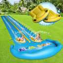 Evoio Water Slide, 32.8ft Inflatable Splash Water Slip with 2 Racing Lanes and 2 Body Boards for Kids Boys Girls Adults, Water Slide Outdoor Water Toys for Backyard Garden