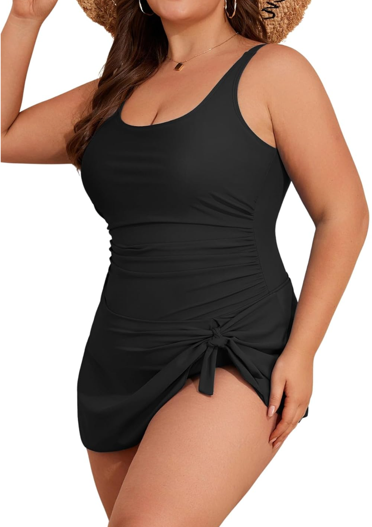 Eomenie Plus Size Swimdress for Women One Piece Swimsuit Tummy Control Swim Dresses Skirt Bathing Suit M Size