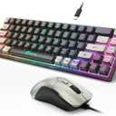 65% Gaming Keyboard and Mouse Combo, RGB Backlit Keyboard + 7200 DPI Gaming Mouse, Ultra-Compact Anti-Ghosting Wired Keyboard and Mouse for PC Laptop Gamer