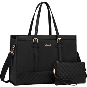LOVEVOOK Laptop Bag for Women 15.6 inch Canvas Laptop Tote Bag, Large Capacity Work Bag with Clutch Purse, Computer Bag Office Business Briefcase, Casual Handbag for Travel College Teacher School