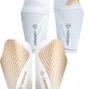 Soccer Shin Guards for Kids Adults, CE Certified Shin Pads Sleeves Defender Protection Gear with Insert Pocket EVA Cushion Reduce Shocks and Injuries for Boys Girls Men (S(4'3"-4'11"), WhiteGold)