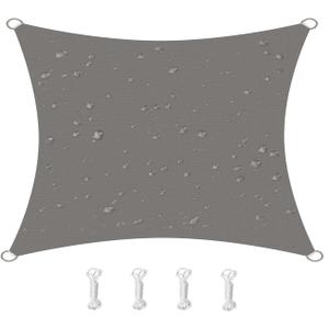 HOMPER 10' x 10' Waterproof Sun Shade Sail Canopy Effectively 95% UV Block, Oxford Fabric, for Patio, Balconies, Lawn Garden, Party, Outdoor Activities, Mid Grey (3*3m, Gray)