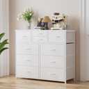 LUMTOK 10-Drawer Dresser, Fabric Storage Dressers Drawers for Bedroom, Hallway, Nursery, Closets, Steel Frame, Wood Top, Easy Pull Handle (White), 11.8"D x 39.4"W x 39"H