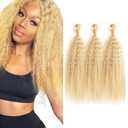 #613 Blonde Bundles Human Hair Yaki Straight Bundles 30 30 30 Inch Honey Blonde Kinky Straight 3 Bundle Unprocessed Brazilian Virgin Hair 50 Gram Per Bundle Deals Quick Weave Hair Extensions