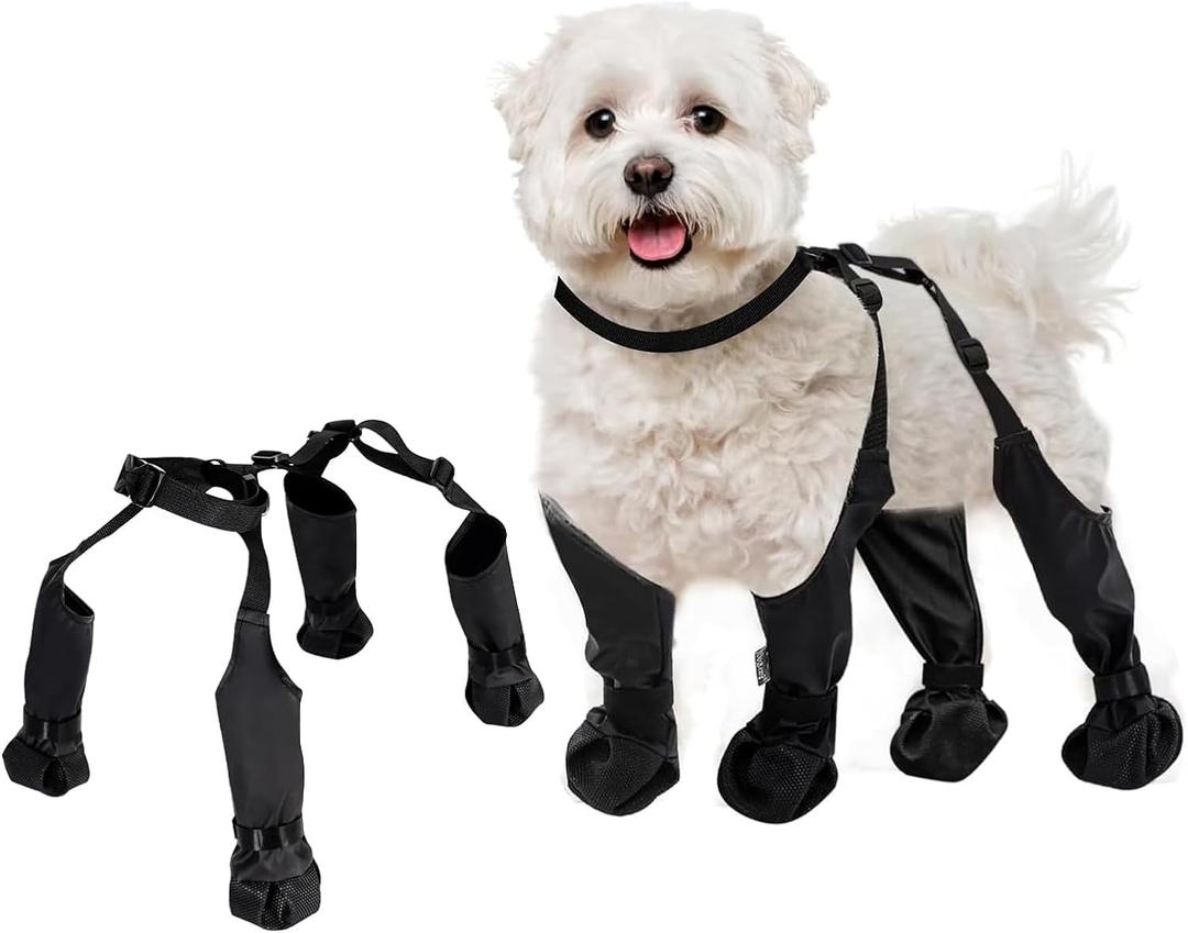 Waterproof Dog Boots, Dogs Paw Protector for Small Medium Dogs, Adjustable Dog Boots Pet Shoes for Outdoor Walking Soft Dog- Shoes Pets Paws Protector,Black (Medium)