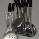 Teenyyou 8 Pcs Portion Control Serving Spoons Portion Scoops Cups Solid and Slotted Stainless Steel Ladle Spoon for Food, Serving Utensils Set for Parties(Black,6 oz)