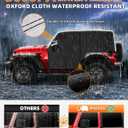 Waterproof Cab Covers Fit for Wrangler 2007-2025 JK JL 2 Door, Scratchproof Inner Cotton Car Cover with Driver Door Zipper Windproof Straps All Weather UV Protection