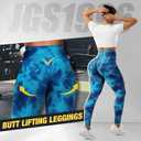 JGS1996 Tie Dye Scrunch Butt Lifting Leggings for Women Booty Sculpting Workout Tight High Waist Tummy Control Yoga Gym Pants (Blue, S)