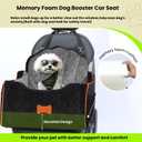 Dog Car Seat for Small Dogs Under 30lbs, Detachable Washable Pet Booster Seat with Safety Belt & Storage Pockets, Travel Car Bed, Black/Grey