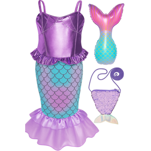 Funna Little Mermaid Costume for Girls Princess Dress Up, Mermaid Set, Size 120 