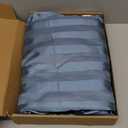 Pothuiny 6-Piece Striped Satin Bed Sheet Set, Queen Size, Flint Blue, Luxury Silky, 1 Fitted + 1 Flat + 4 Pillow Cases