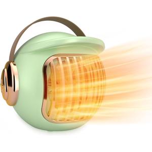 Space Heater, Portable Heater for Office Desk, 400W Mini Tent Warmer for Camping (Indoor Use), With Tip-Over Protection, Lightweight (Apple Green)