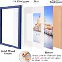wyooxoo 20x27 Picture Frame Made of Solid Wood Photo Frames Display Pictures 16x24 with Mat or 20 x 27 Without Mat Colorful Frame For Wall or Tabletop Display,Dark blue