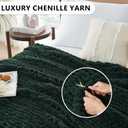 L'AGRATY Chunky Knit Blanket Throw: 50''x60'' Chenille Chunky Knitted Throw Blankets for Bed Couch - Handmade Thick Cable Knit Blanket - Large Crochet Rope Blankets for Home Decor(Olive Green)