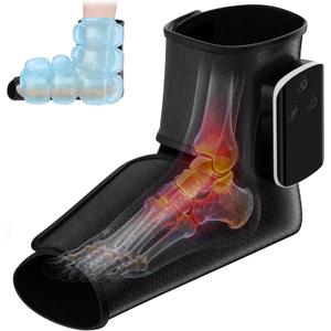 Portable Air Compression Ankle and Foot Massager with Heat for Pain Relief and Circulation, Smart Timer, Cordless Foot Massager for Neuropathy, Gifts for Mom Dad Men Women (Size 6 to 10,1PC)
