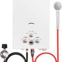 CAMPLUX 2.64 GPM Propane Portable Gas Water Heater, 68,000 BTU Outdoor Tankless Camping Water Heater with Digital Display, White