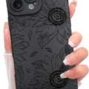 KANGHAR for iPhone 16 Pro Case Cute Sunflowers Bloom Design with Floral Pattern, Slim Fit Soft TPU Shockproof Protective Cover for Women Girls - Black Flowers