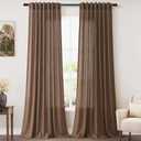 Extra Long Curtains 2 Panels 102 Inches Long for Dinning Room Caramel Brown Back Tab Rod Pocket Light Filtering Semi Sheer Drapes Cotton Linen Textured Window Curtain 102 Inch Length for Bedroom