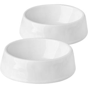 Ceramic Dog Bowls, Dog Food Water Bowl Set, 6.5inch Dog Dishes for Medium Sized and Small Dog, Cat Dog Plates for Food, White