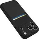 Design for iPhone 17 Pro Max Case with Card Holder for Women Men Soft Liquid Silicone Cover [Microfiber Lining] Full Camera Protection Shockproof Slim for iPhone 17 Pro Max Case Wallet Black