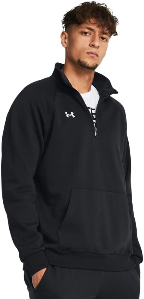 Under Armour Men's Rival Fleece Quarter Zip (Large, (001) Black / / White)