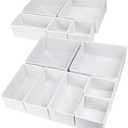 Fordonral 10 Pack Drawer Organizer Clothes, Foldable Fabric Dresser Organizer Closet Organizers and Storage Box for Underwear,Folded Clothes,Baby Clothing,Socks,Bra,Towels,Ties(12 Pack,White)