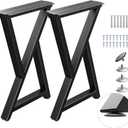 Metal Table Legs Heavy Duty, 16H x 12W, Metal Furniture Legs for Dining Desk Bench and Coffee Table, Industrial Black DIY Iron Bench Legs, Set of 2 (Z Shape)