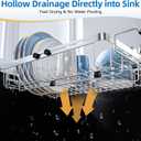 romision Expandable Dish Drying Rack Over The Sink Small Metal Stainless Steel Plate Holder for Compact Kitchen, Space Saving Modern Silver Hanging Drainer