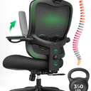 Ergonomic Office Chair Big and Tall - 350LBS Capacity, 6'5" Tall Max, Computer Desk Chairs Over 10 Hours Comfortable, with Adjustable Mesh High Back, Lumbar Support, 3D Headrest, Flip-up Arms