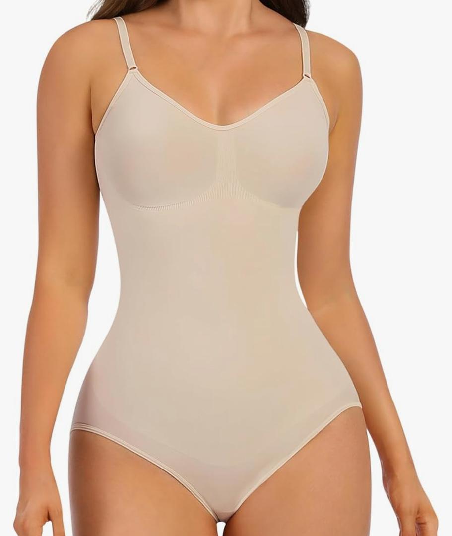 Shapewear Bodysuits for Women, Tummy Control Body Shaper Seamless Sculpting Body Suit Snatched Waist Size S