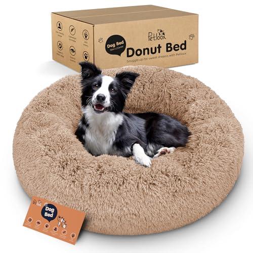 Donut Dog Bed - Premium Comfort for Anxiety Relief - Fluffy & Calming Design with Ultra-Plush Support | Cozy Round Dog Bed with Super Soft Circle Style (Camel, Large)
