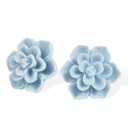 Hypoallergenic Succulent Earrings 13mm 925 Sterling Silver Post Soft Ceramic Resin Handmade Stud Earrings for Women Sensitive Ears - Light Blue