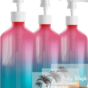 500ml Refillable Plastic Bottles with Pump Dispenser – 3 Pack Gradient Containers, BPA/Paraben-Free, Ideal for Travel Toiletries, Includes Labels