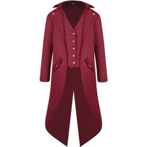 SIAEAMRG Renaissance Steampunk Tailcoat Halloween Costumes for Men, Retro Pirate Victorian Gothic Medieval Jacket, Medium
