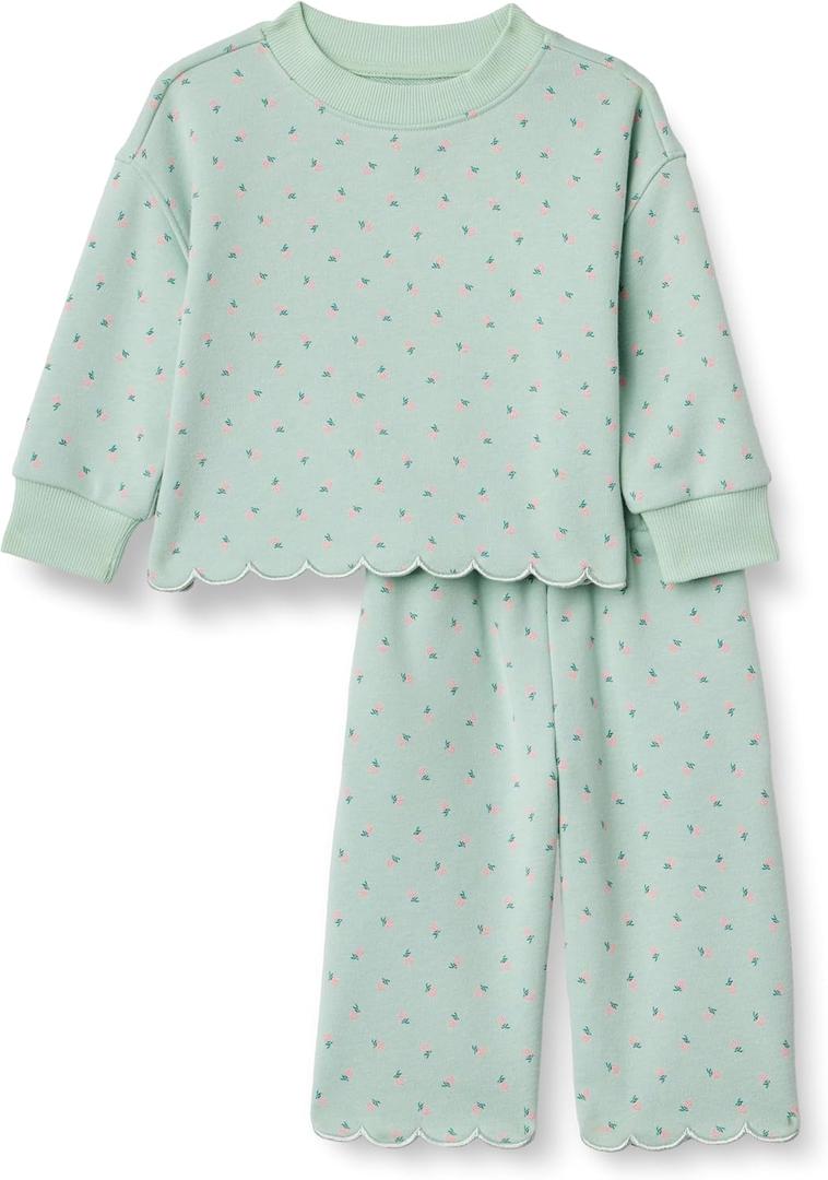 Amazon Essentials x Sofia Grainge Toddlers and Baby Girls' French Terry Sweatshirt Pant and Top Set, Size: 24 Months
