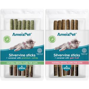 Silvervine Sticks Catnip & Gall Fruit Dust for Cats 6 pcs & 6 pcs Packages
