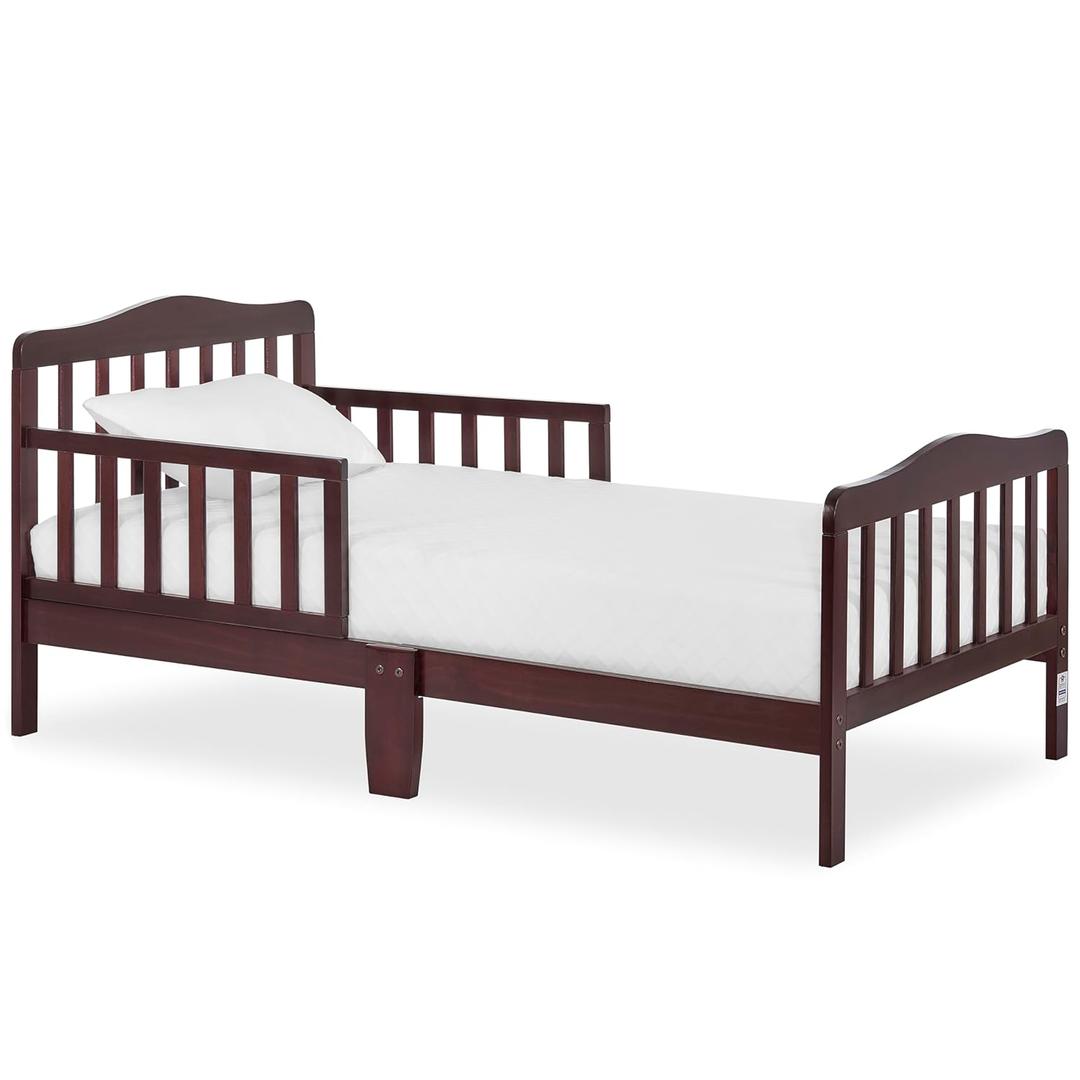 Dream On Me Classic Design Toddler Bed in Espresso, Low-to-Floor Wooden Bed with Safety Rails, Greenguard Gold & BSA Certified, Non-Toxic Finish, Espresso
