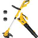 2-in-1 Cordless Leaf Blower and String Trimmer Combo Compatible with Dewalt 20V Battery, 500CFM/150MPH Electric Leaf Blower, 12-Inch Cordless Weed Wacker/Weed Eater/Grass Trimmer (Bare Tool)