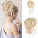 HOOJIH Messy Bun Hairpiece - Super Long Tousled Updo Hair Bun Extensions Wavy Hair Wrap Ponytail Hairpiece Scrunchies with Elastic Hair Band for Women HB007 Grace - Cool Light Blonde (1Pack)