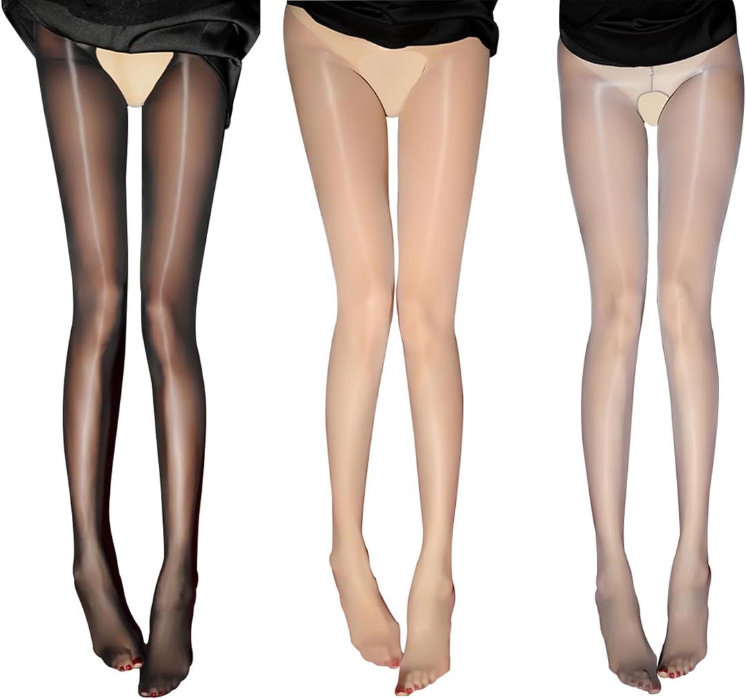 Thigh High Stockings Smooth Tights For Women Sheer Stockings Control Top Pantyhose High elasticity Fits 80-150 LB (One Size)