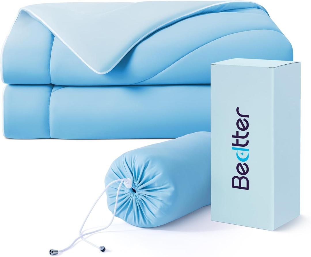 Bedtter Cooling Blankets for Hot Sleepers - Summer Blanket Thin Lightweight Breathable Soft Double Side with Bag for Travel, Cooling Comforter for Couch Sofa, Keep Cool for Night Sweats, Blue 50x60