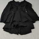 Relipop Women's Floral Rompers Jumpsuits V Neck Short Baggy Sleeve Waist Tie Double Layer Ruffle Hem Romper 2025 Trendy XL