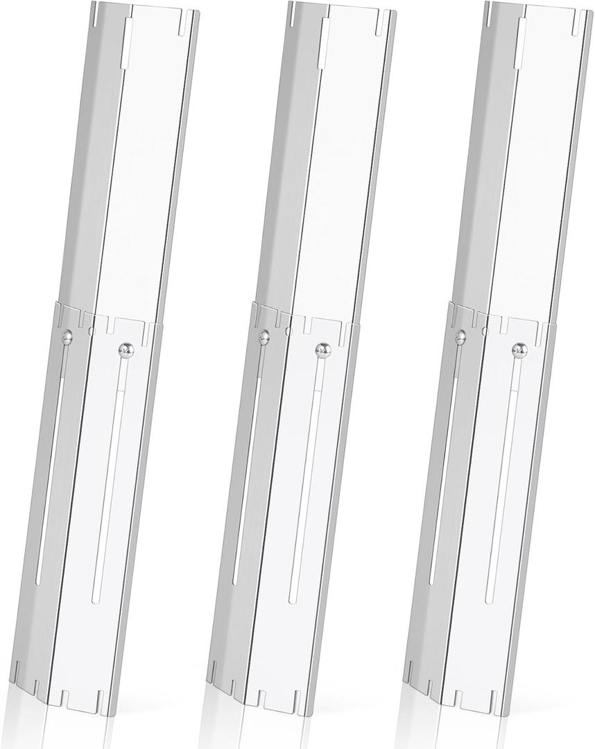 Universal Stainless Steel Adjustable Grill Heat Plates Heat Tents Heat Shields Grill Burner Cover,Compatible with Weber, Charbroil, Brinkmann, Chargriller etc.,Extends from 11.75" up to 21" L,3 Pack