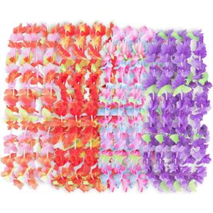 Super Z Outlet Hawaiian Ruffled Colorful Luau Silk Flower Leis for Island Theme Party (12 Pack)