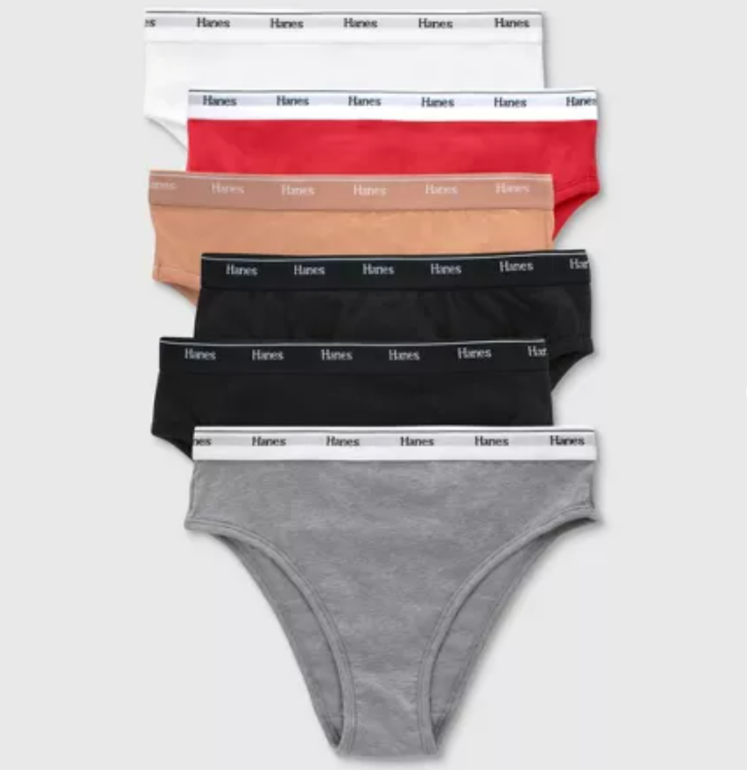 Hanes Originals Women's 6pk Breathable Stretch Cotton Hi Cut Underwear- Colors May Vary, SIZE 6/M