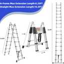 16.5FT Telescoping A Frame Ladder with Anti-Slip Feet, Multi Position Extension Telescopic Ladder with Stabilizers, Foldable Lightweight Collapsible Ladder for Home Indoor Outdoor Rv, 330LBS Capacity
